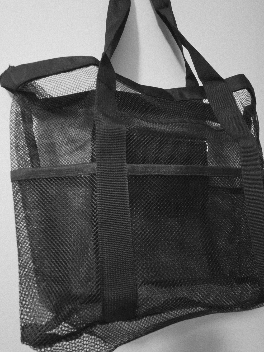 Black Mesh Tote Bag with Sturdy Straps